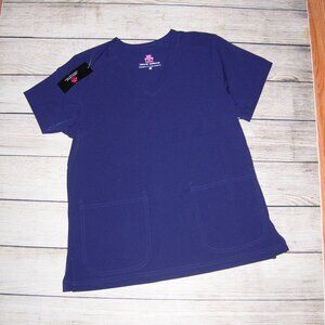 Natural Uniforms Navy Blue Modern Fit Scrub Top M